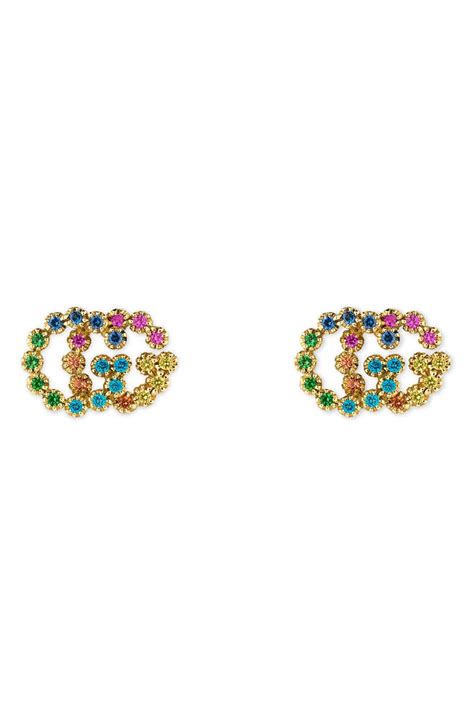 gucci double g flower earrings|Gucci multi stone earrings.